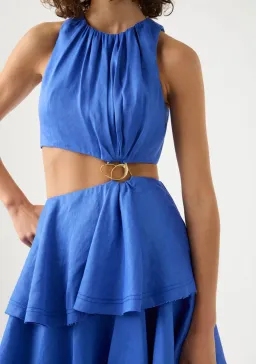 Aje Wave Cut Out Ring Midi Dress Marine Blue Size 10 for rent on The Volte - image 3