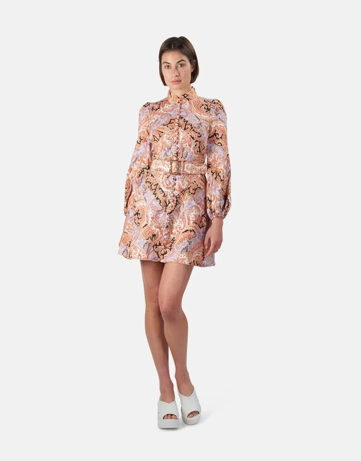 Zimmermann Botanica Chevron Mini Dress in Chevron Paisley Print Size 1 / Au 10 for rent on The Volte - main image