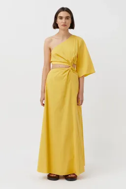 Camilla & Marc Wally One Shoulder Cut Out Maxi Dress in Honey Yellow Size 10 for rent on The Volte - image 2