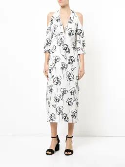 Manning Cartell Womens Midi Cold Shoulder Dress Rose Washer Black White Size 10 for rent on The Volte - image 1