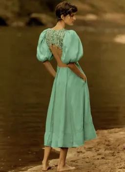 Aje Relic Beaded Mini Dress Green Size 10 for rent on The Volte - image 3