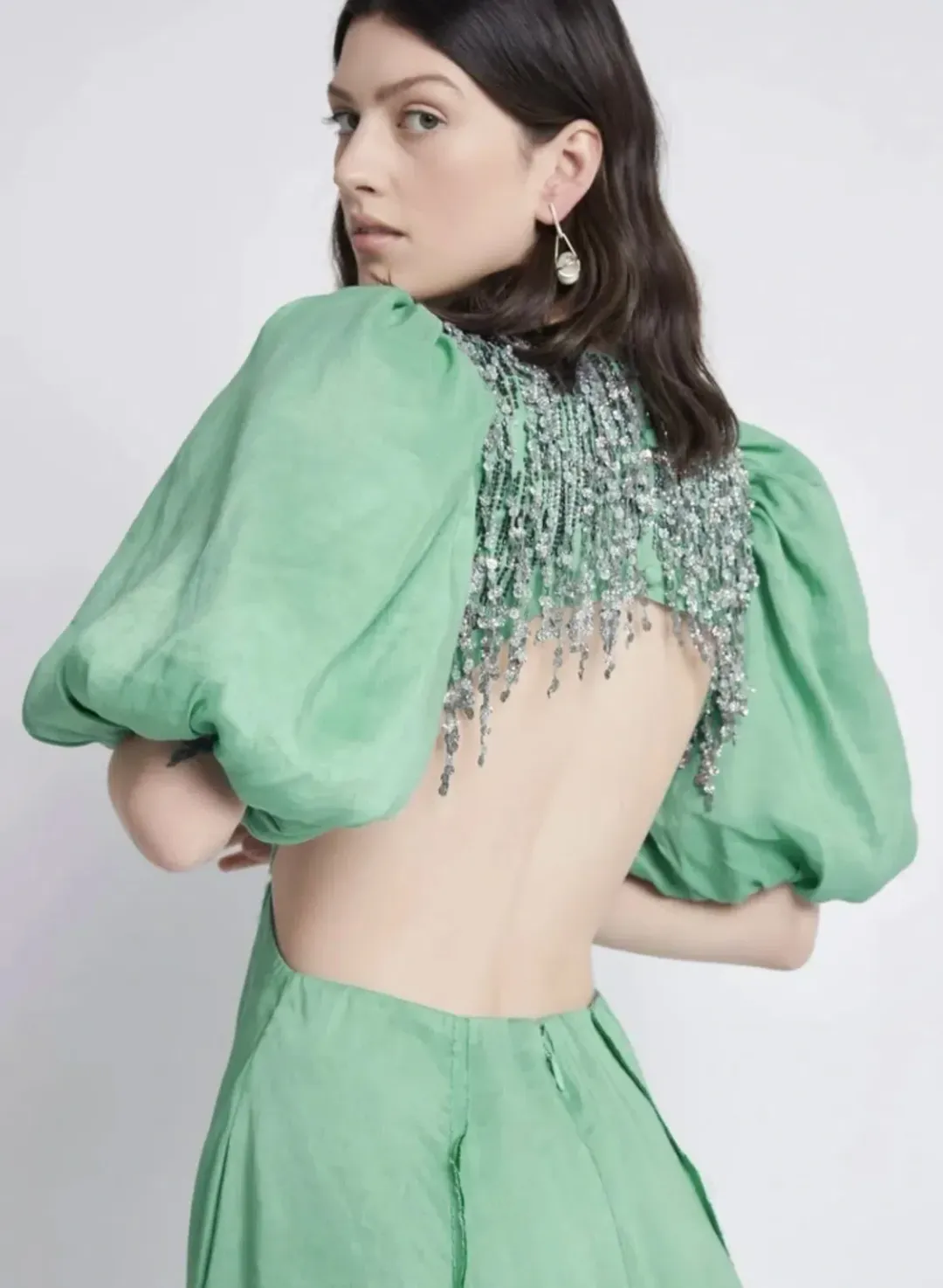 Aje Relic Beaded Mini Dress Green Size 10 for rent on The Volte - main image