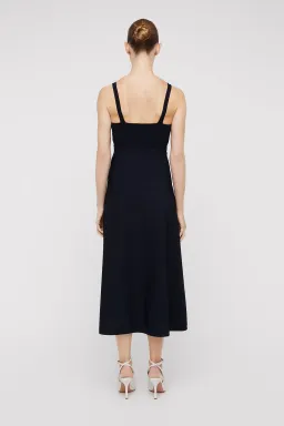 Scanlan Theodore Crepe Knit Square Neck Dress Navy Size M/AU 10 for rent on The Volte - image 2