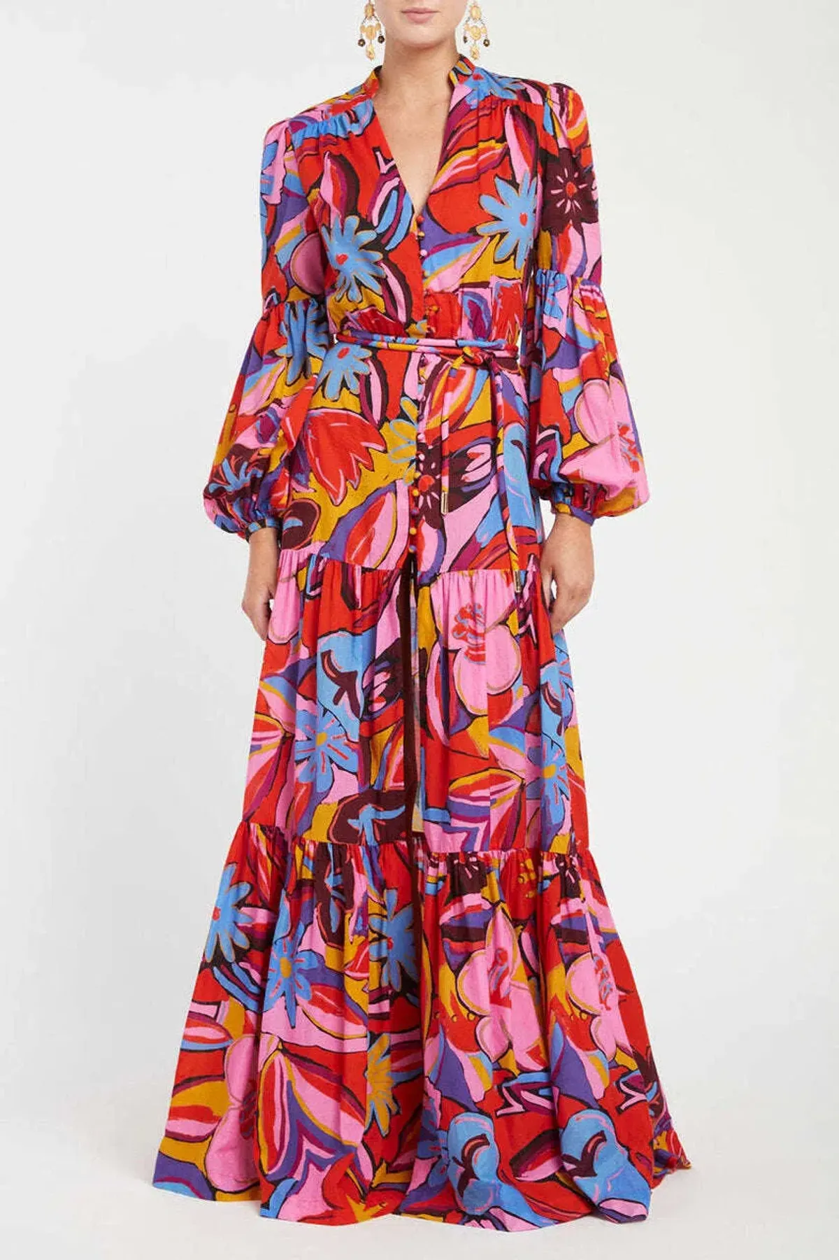 Rebecca Vallance Positano Kaftan Dress Multi Size 10 for rent on The Volte - main image