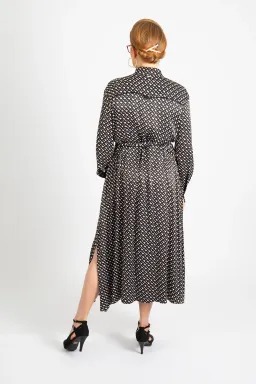 Hugo Boss Long-Sleeved Shirt Dress in Monogram-Print Fabric Patterned Size 10 for rent on The Volte - image 4