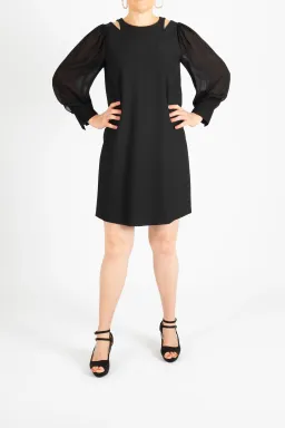 Hugo Boss Relaxed-fit Long-Sleeved Dress with Cut-Out Details Black Size 8 for rent on The Volte - image 2