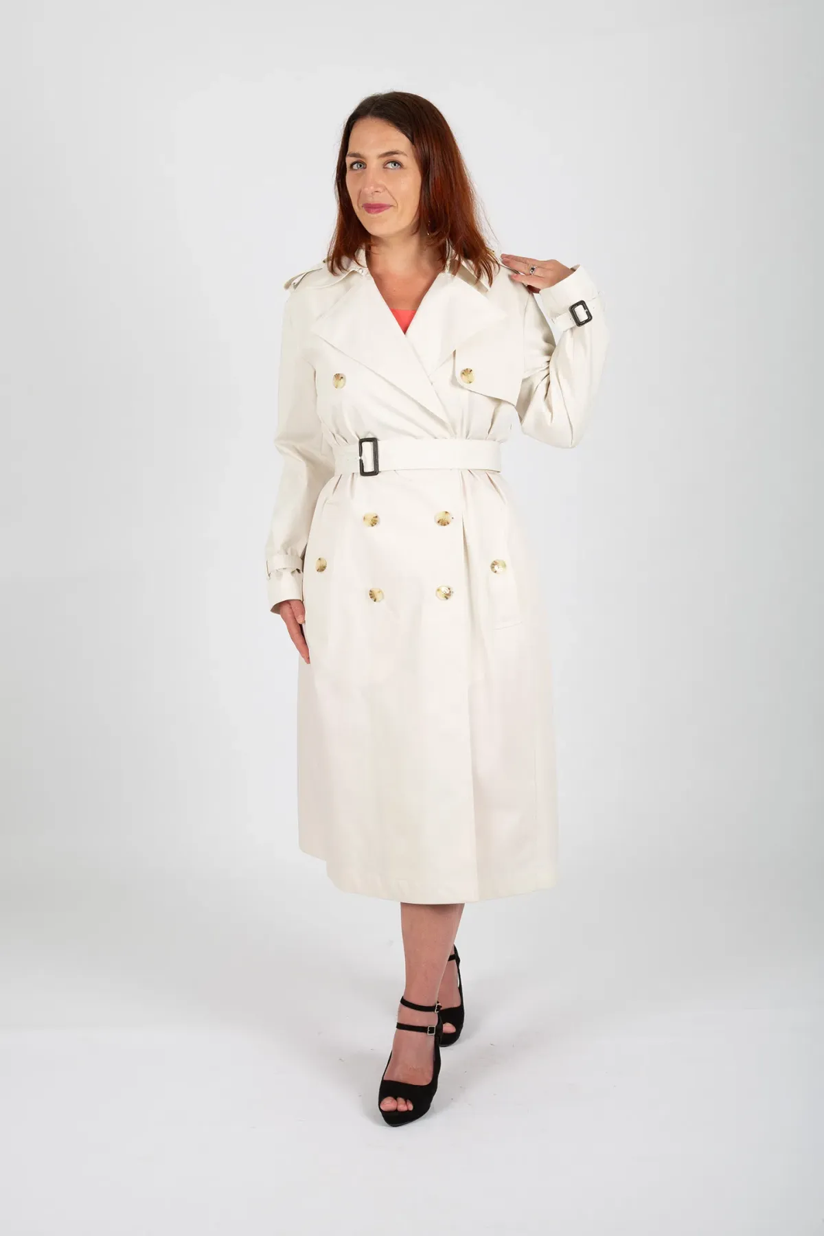 Hugo Boss Double-Breasted Trench Coat with Belted Closure White Size 10 - Image 1