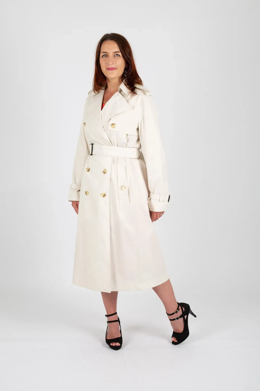 Hugo Boss Double-Breasted Trench Coat with Belted Closure White Size 10 for rent on The Volte - main image