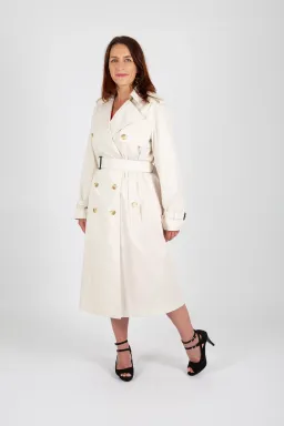 Hugo Boss Double-Breasted Trench Coat with Belted Closure White Size 10 for rent on The Volte - image 2