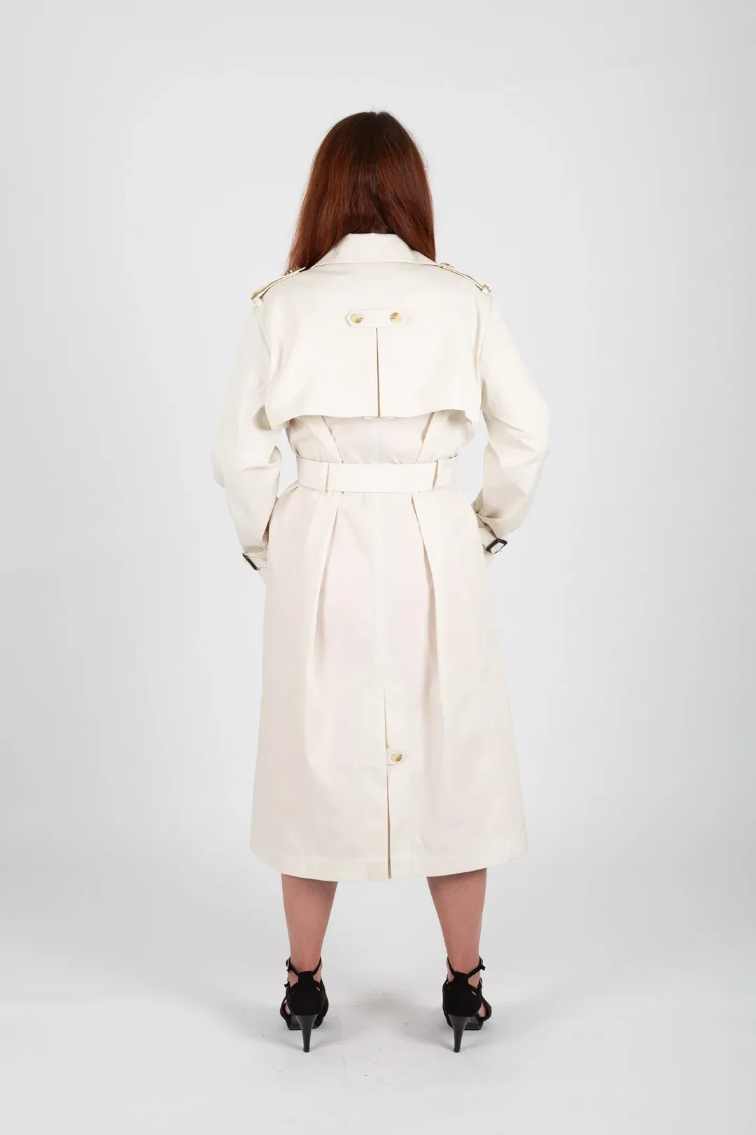 Hugo Boss Double-Breasted Trench Coat with Belted Closure White Size 10 for rent on The Volte - main image