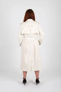 Hugo Boss Double-Breasted Trench Coat with Belted Closure White Size 10 for rent on The Volte - image 3