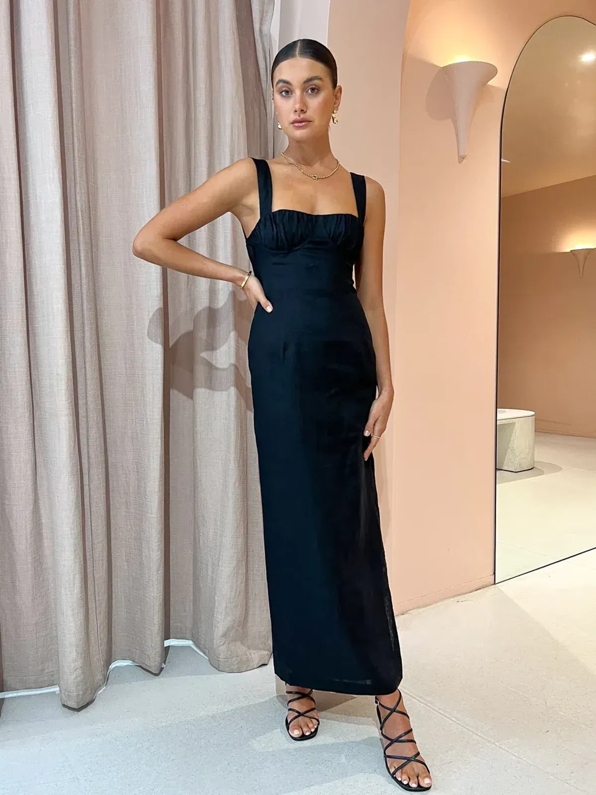 Sir the Label Bettina Midi Dress in Black Size 2 / Au 10 - Image 1