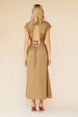 Suboo Rosanna Shirred Waist Long Dress Brown Size AU 8 for rent on The Volte - image 2