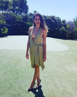 MISHA Elizabeth Halter Mesh Dress Gold Size 6/XS for rent on The Volte - image 2