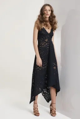 Once Was Harlequin Midi Dress Ink Navy Size AU 8 for rent on The Volte - image 1