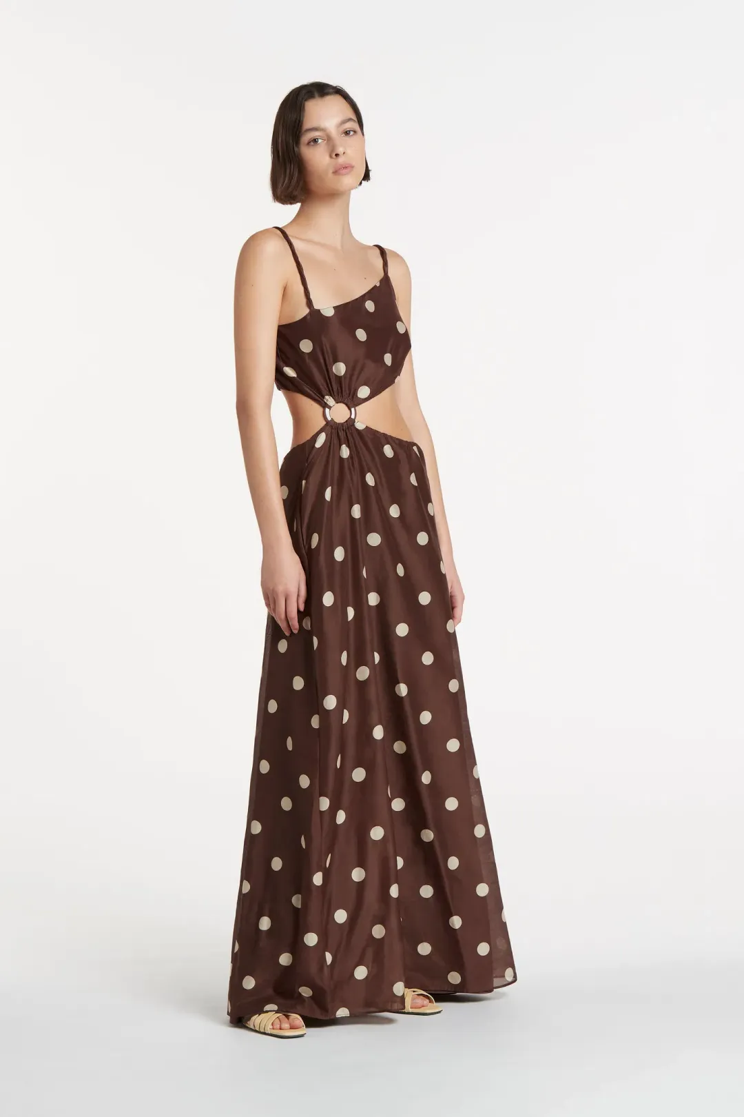 Sir the Label Vivi Asymmetric Cut Out Dress in Marlon Polka Dot Size 3 / AU 12 for rent on The Volte - main image