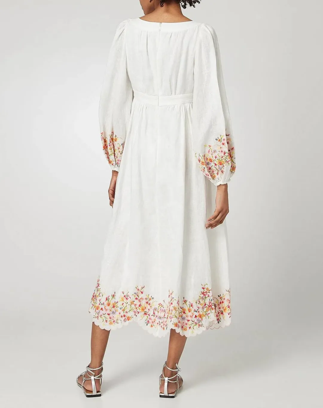 Zimmermann Mae Floral Midi Dress White Floral Size 1/AU 10 for rent on The Volte - main image