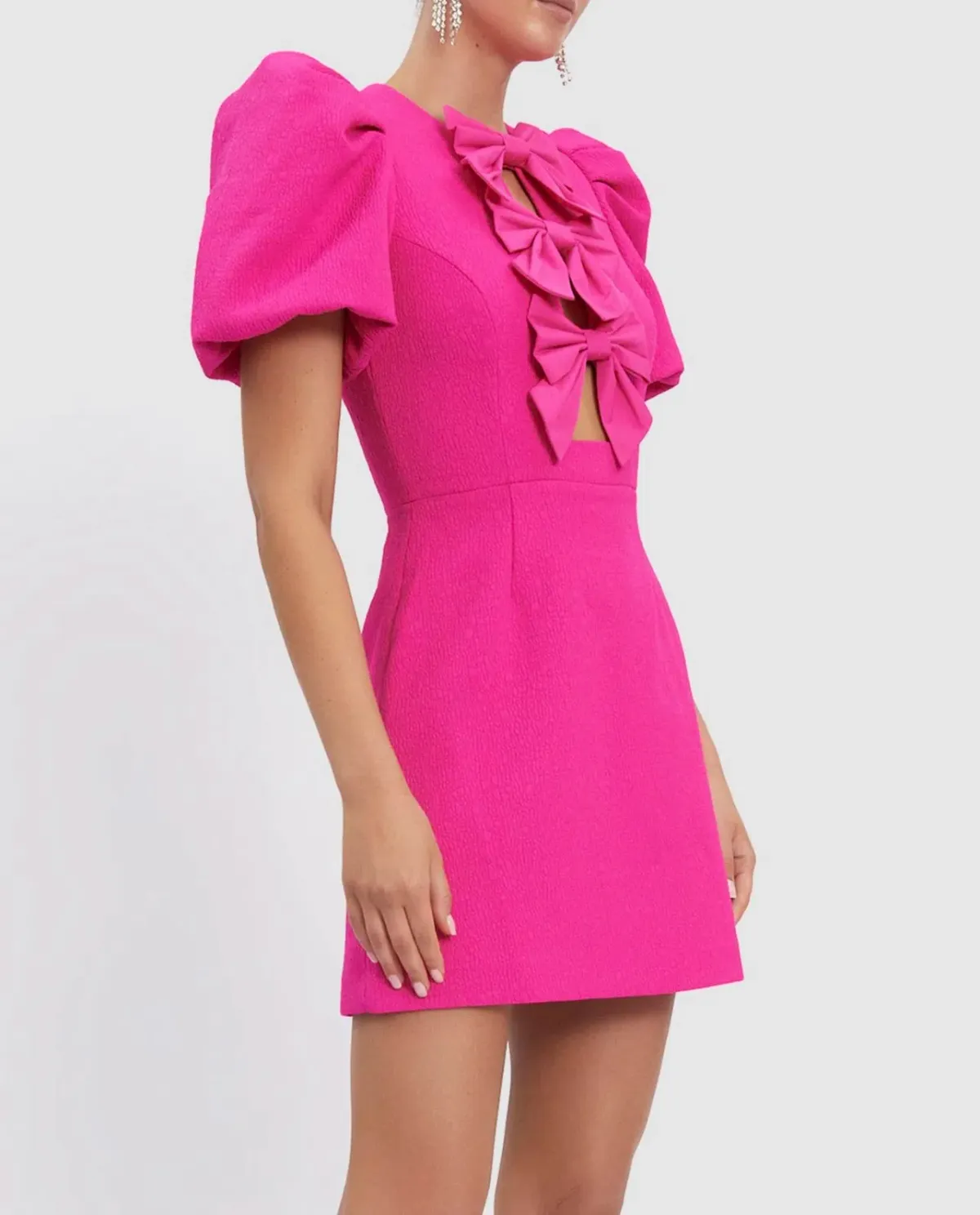 Rebecca Vallance Cecily Bow Mini Dress Hot Pink Size 10 - Image 6