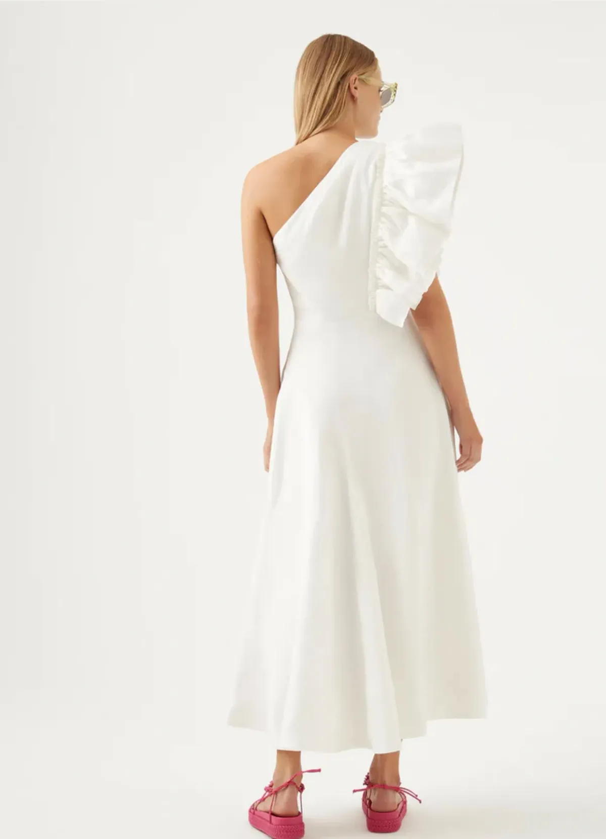 Aje Bonjour Asymmetrical Midi Dress White Size AU 10 - Image 2