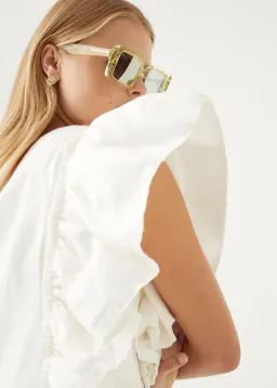 Aje Bonjour Asymmetrical Midi Dress White Size AU 10 for rent on The Volte - image 4