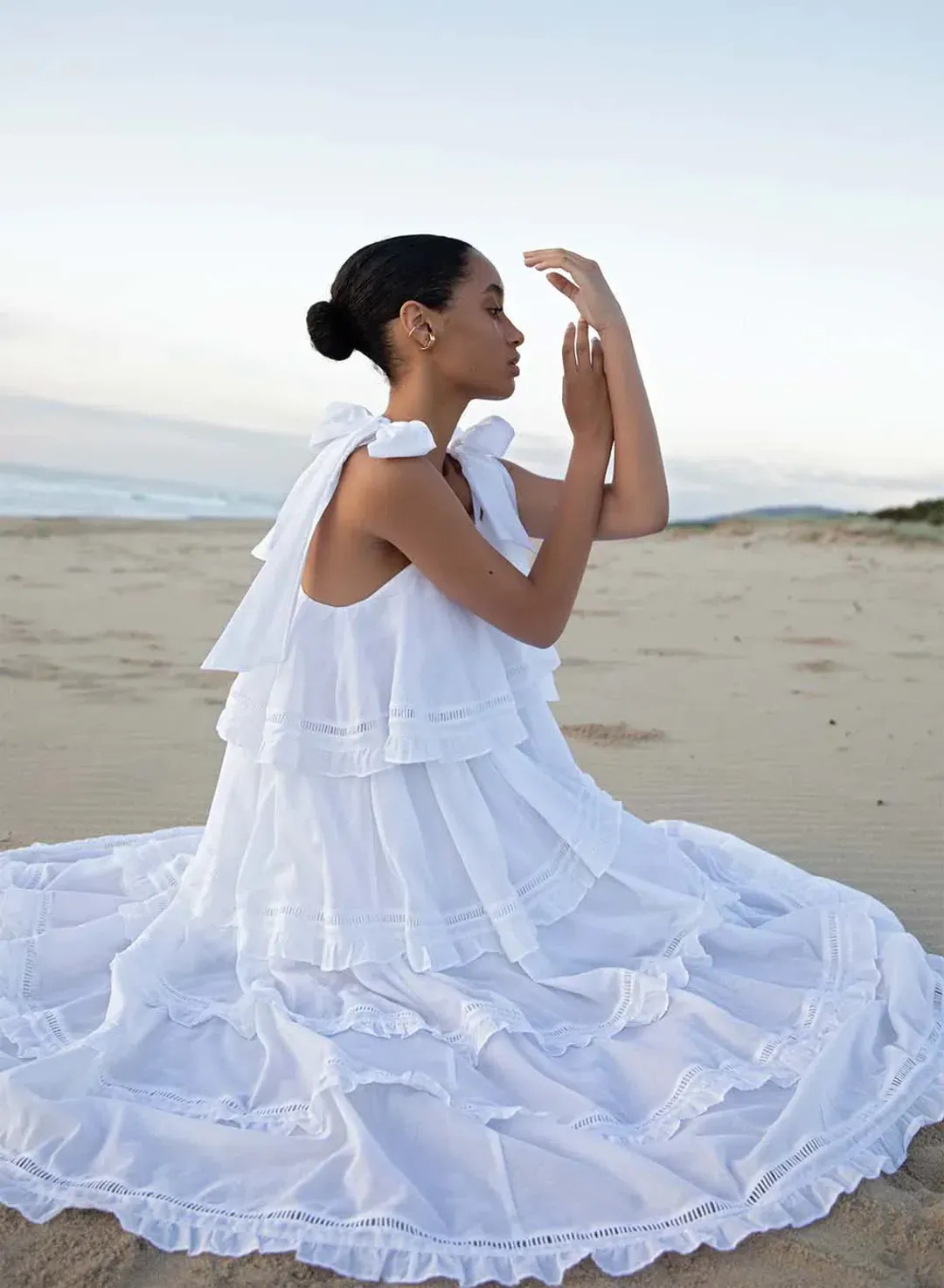 Joslin Studio Cosette Organic Cotton Midi Dress White Size AU 8 for rent on The Volte - main image