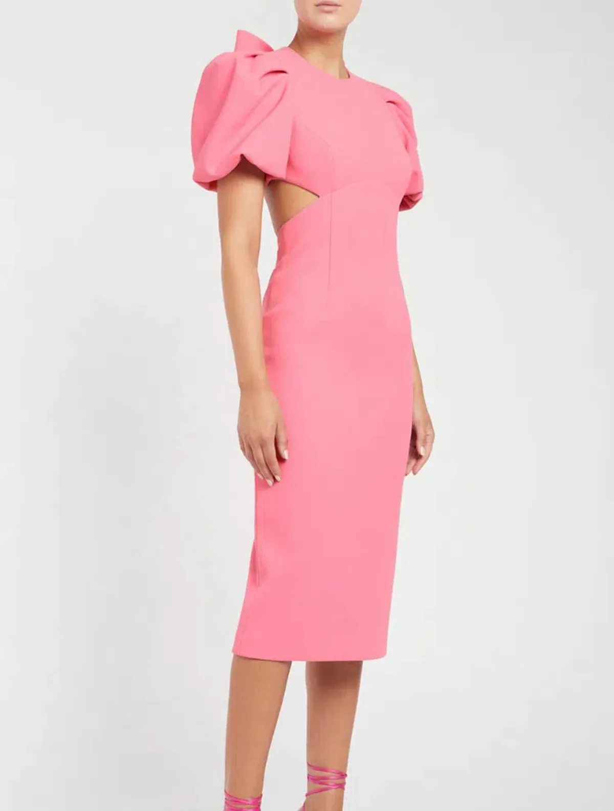 Rebecca Vallance Ally Cut Out Midi Dress Pink Size 6 - Image 2
