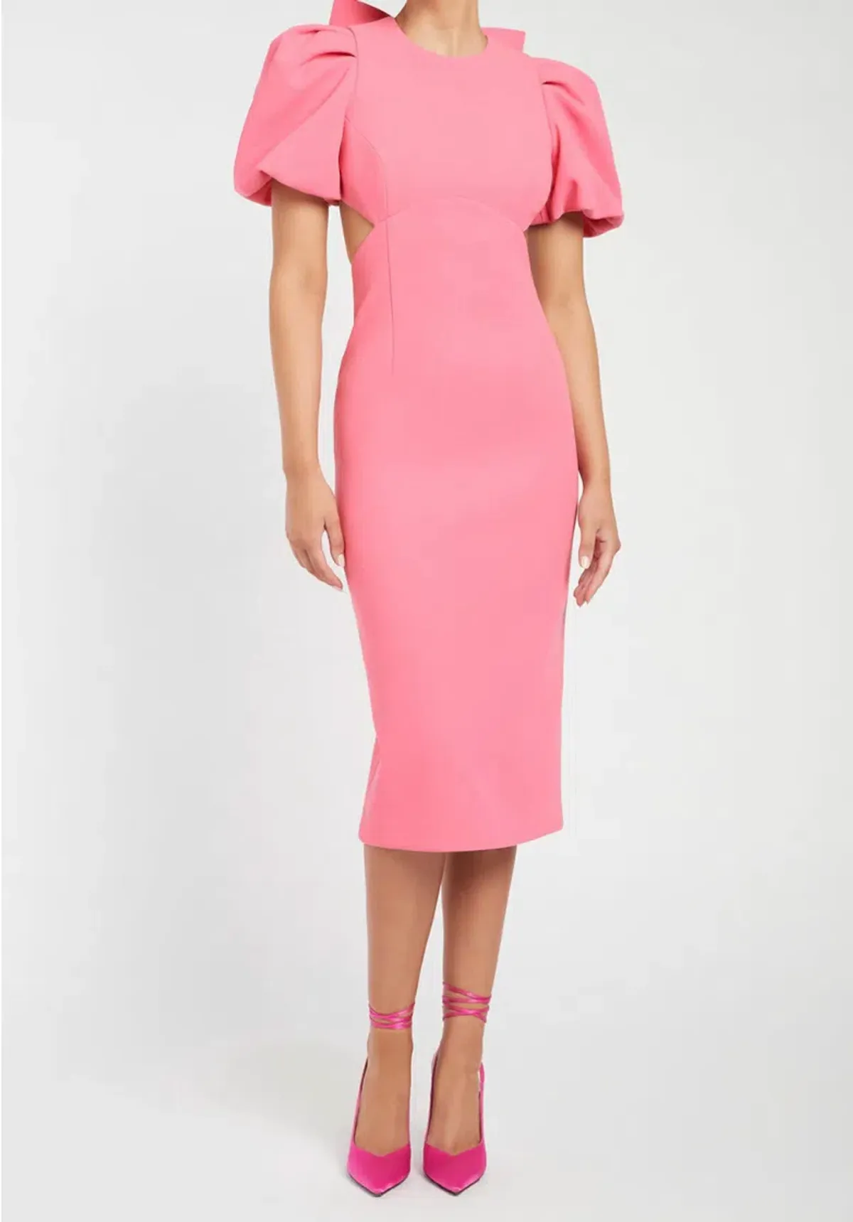Rebecca Vallance Ally Cut Out Midi Dress Pink Size 6 - Image 1