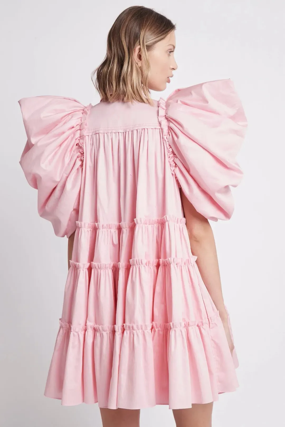 Aje Swift Butterfly Sleeve Smock Dress Rose Pink Size 8 for rent on The Volte - main image