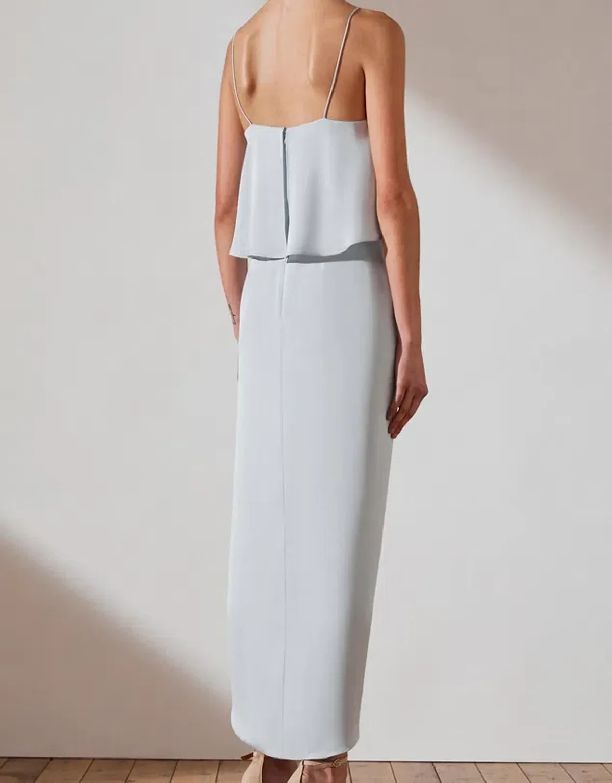 Shona Joy Luxe Draped Cocktail Frill Dress Cloud Size 10 - Image 3