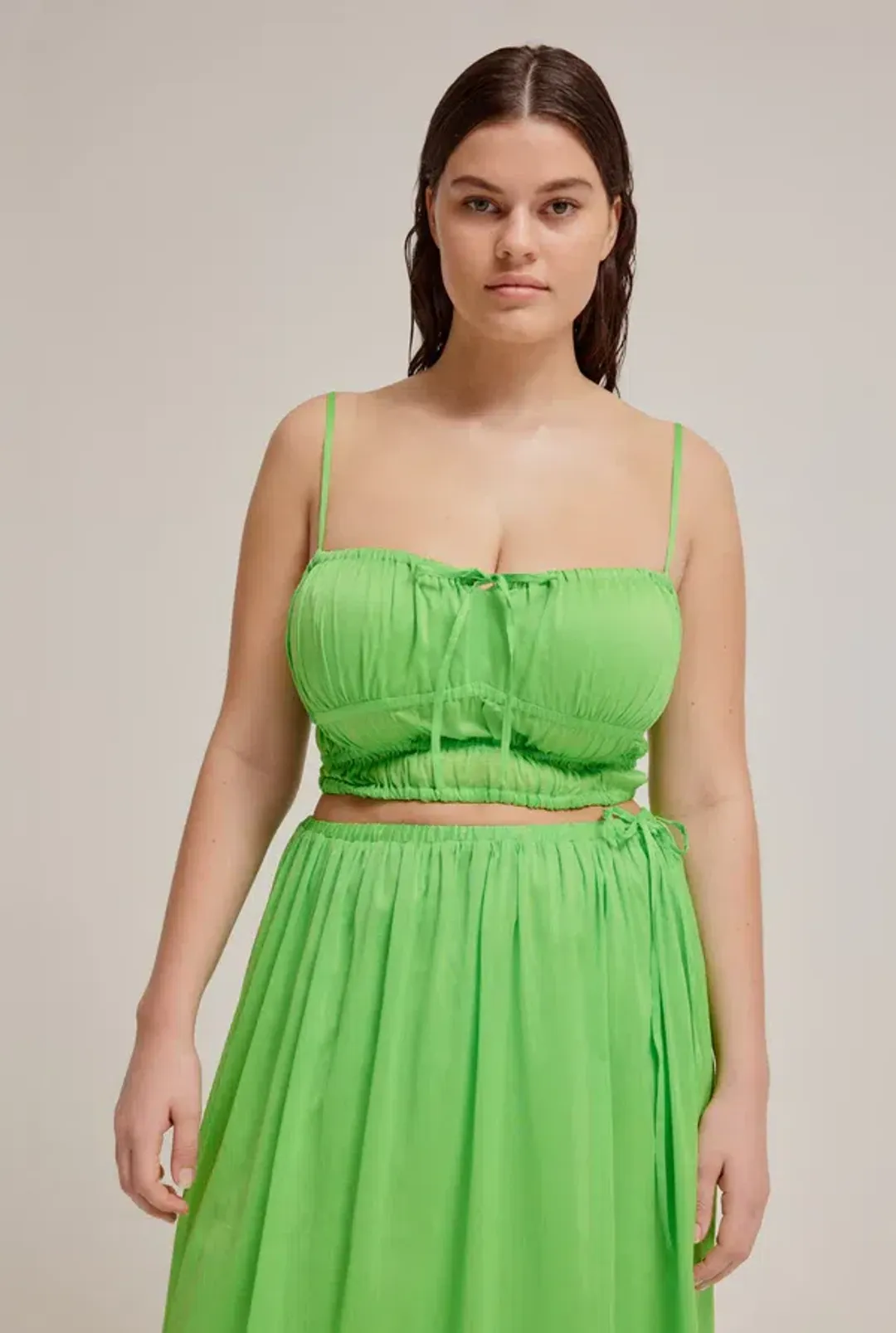 Venroy Gathered Bustier Top and Drawstring Maxi Skirt Set Green Size M / Au 10 for rent on The Volte - main image