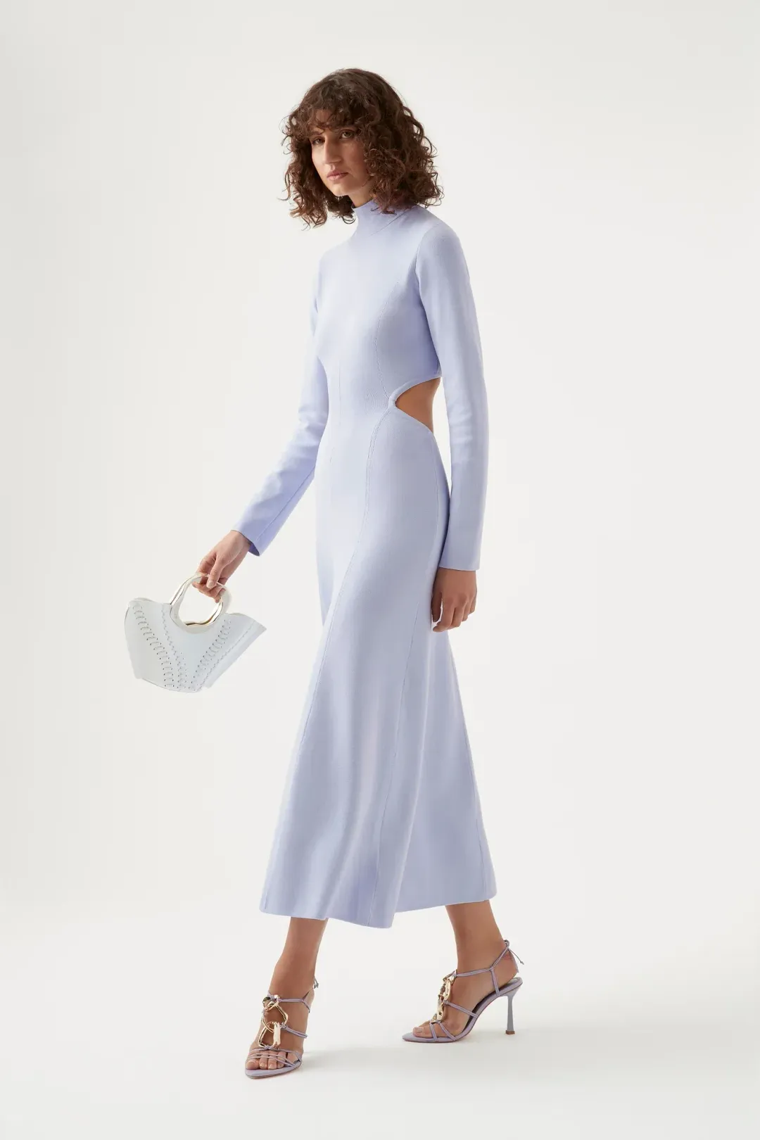 Aje Anika Cut Out Knit Midi Dress in Cool Lavender Size 10 / M for rent on The Volte - main image