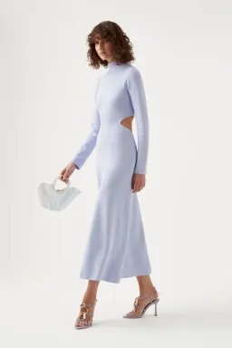 Aje Anika Cut Out Knit Midi Dress in Cool Lavender Size 10 / M for rent on The Volte - image 1