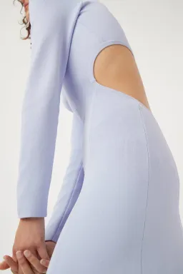 Aje Anika Cut Out Knit Midi Dress in Cool Lavender Size 10 / M for rent on The Volte - image 3