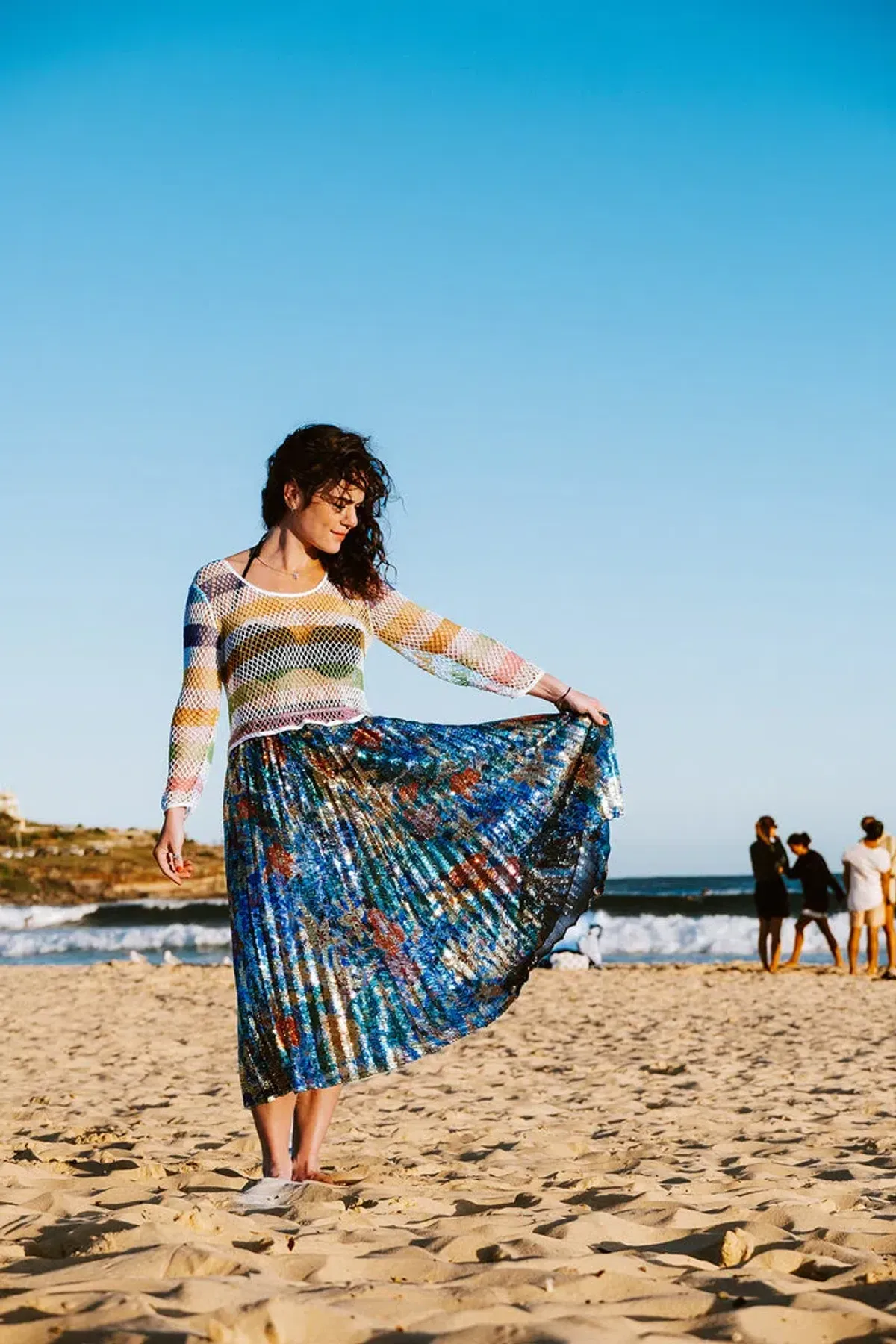 Romance Was Born Sequin Pleat Skirt Multi Size S/M - Image 1