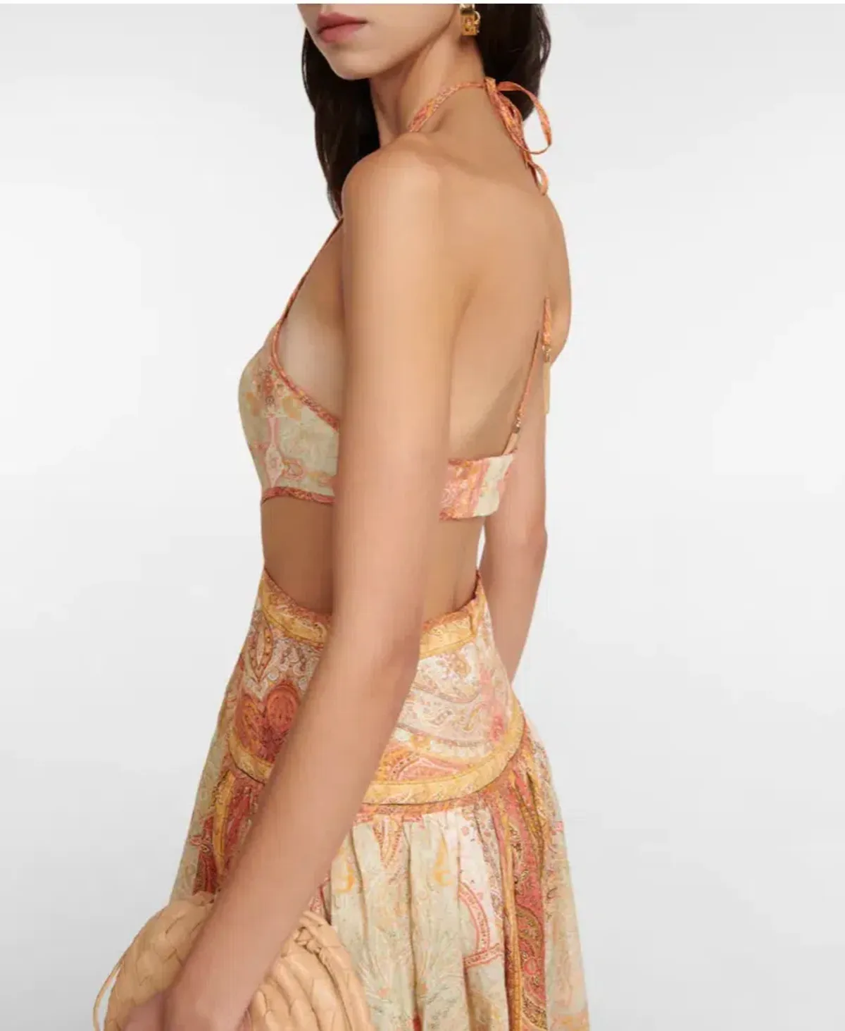 Zimmermann Anneke Cutout Paisley Linen Maxi Dress Orange Print Size 2 / AU 12 - Image 4