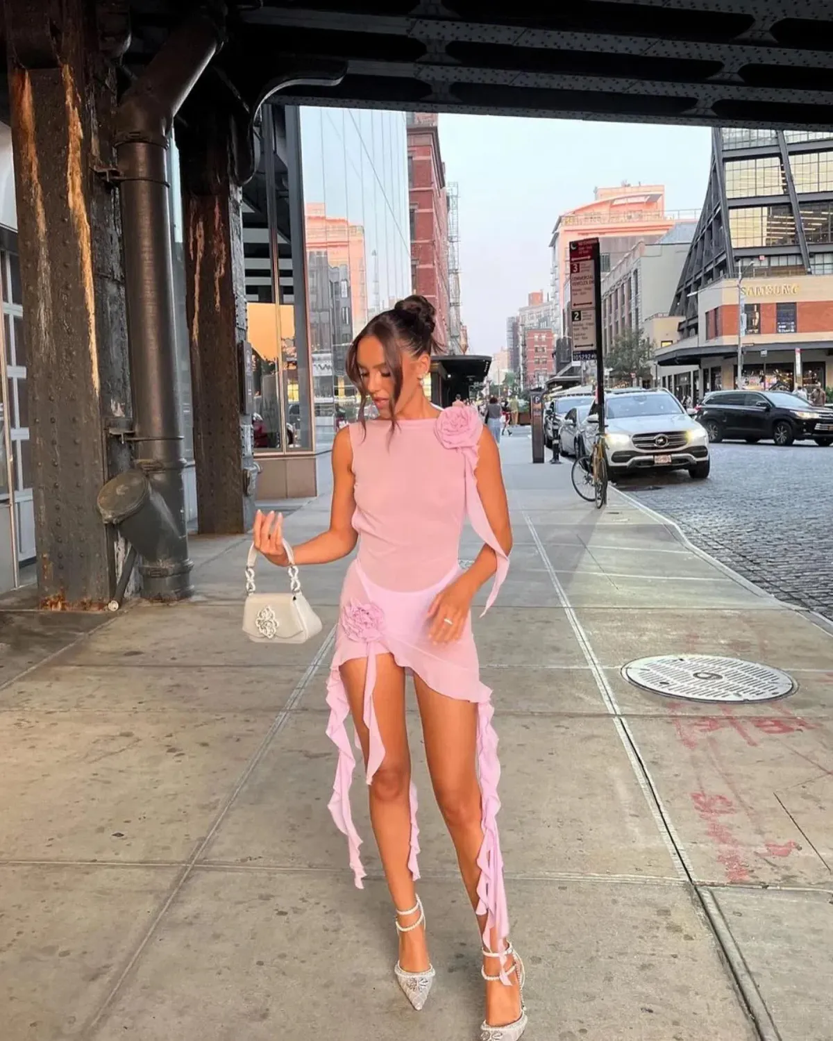 Fanci Club White Apple Cocktail Dress Pink Size XS/Au 6 - Image 7