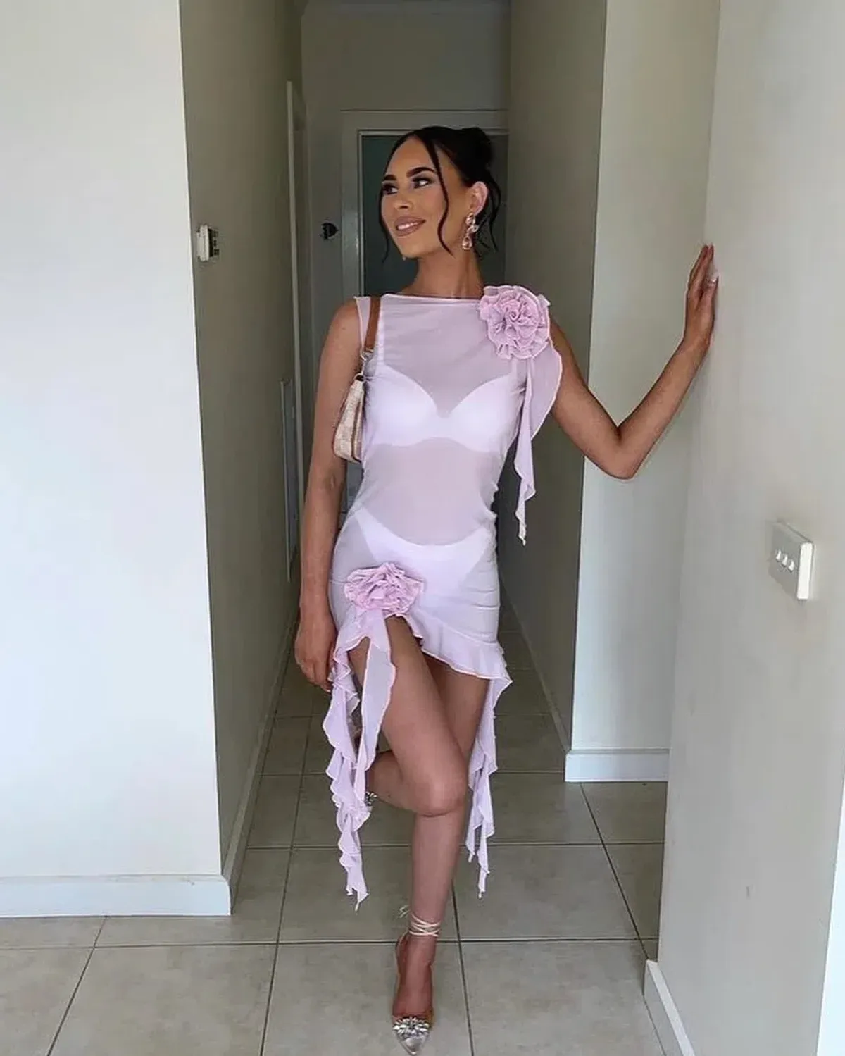 Fanci Club White Apple Cocktail Dress Pink Size XS/Au 6 - Image 8