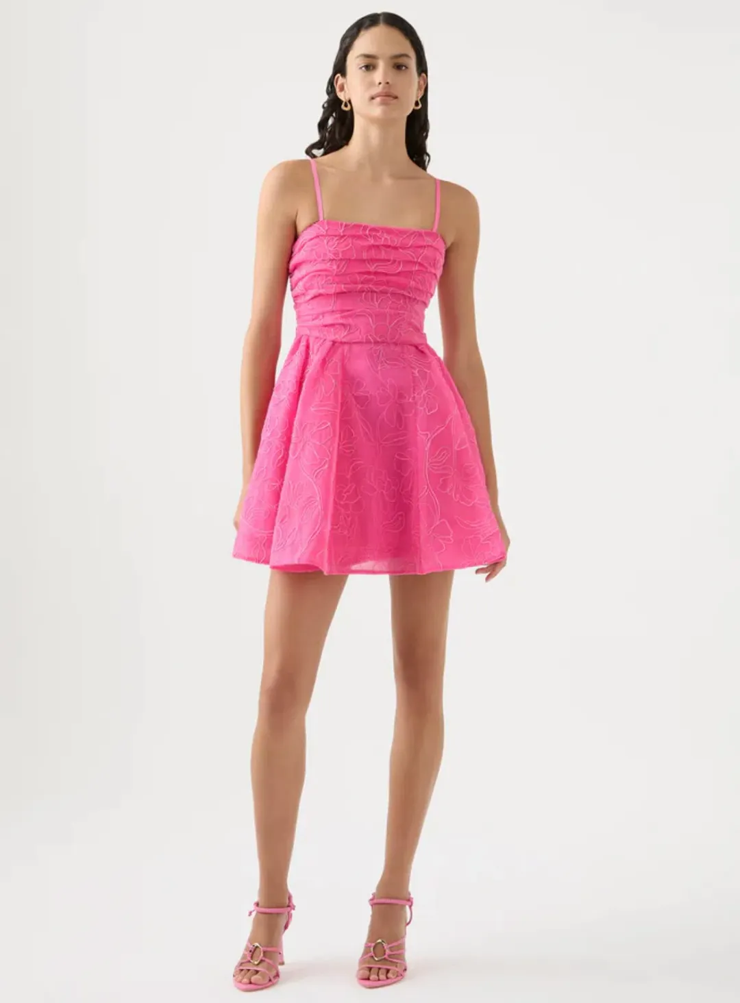 AJE Evangeline Cornelli Mini Dress Protea Pink Size 8 for rent on The Volte - main image