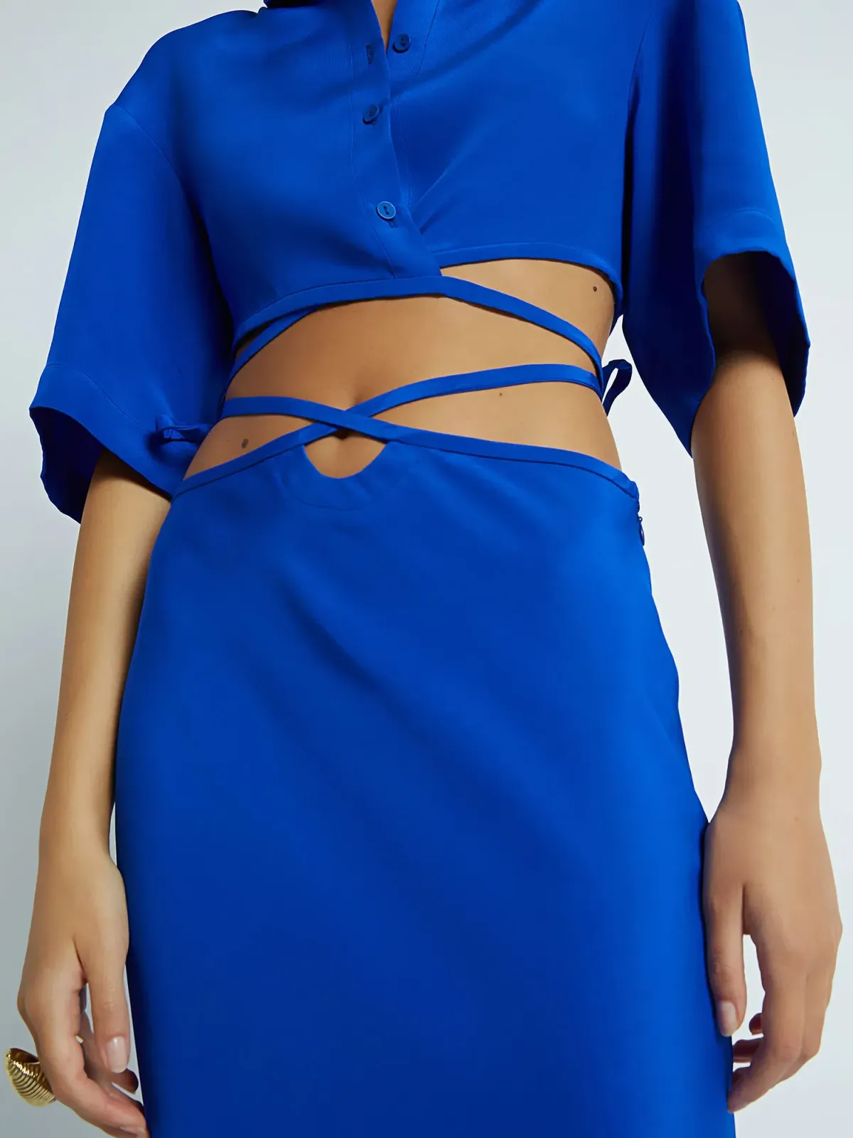 Christopher Esber Loophole Tie Skirt and Top Set Cobalt Size 6 - Image 4