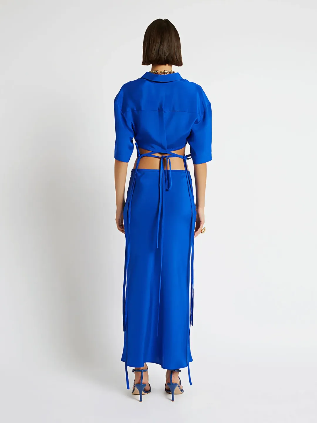 Christopher Esber Loophole Tie Skirt and Top Set Cobalt Size 6 for rent on The Volte - main image
