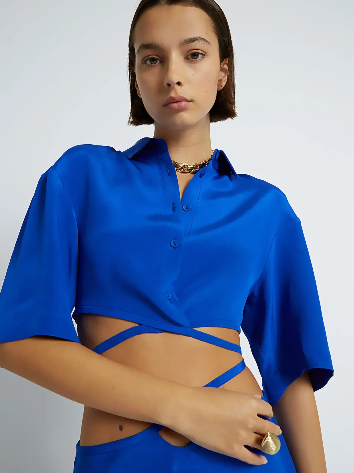 Christopher Esber Loophole Tie Skirt and Top Set Cobalt Size 6 - Image 3