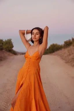 Jacquemus La Robe Manosque Tiered Maxi Dress Orange Size AU 8 for rent on The Volte - image 4