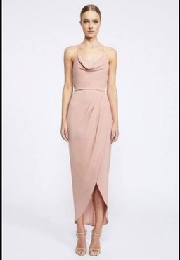 Shona joy lace up dress, cowl neck, dusty pink for rent on The Volte - image 1