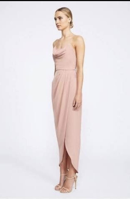 Shona joy lace up dress, cowl neck, dusty pink for rent on The Volte - image 4