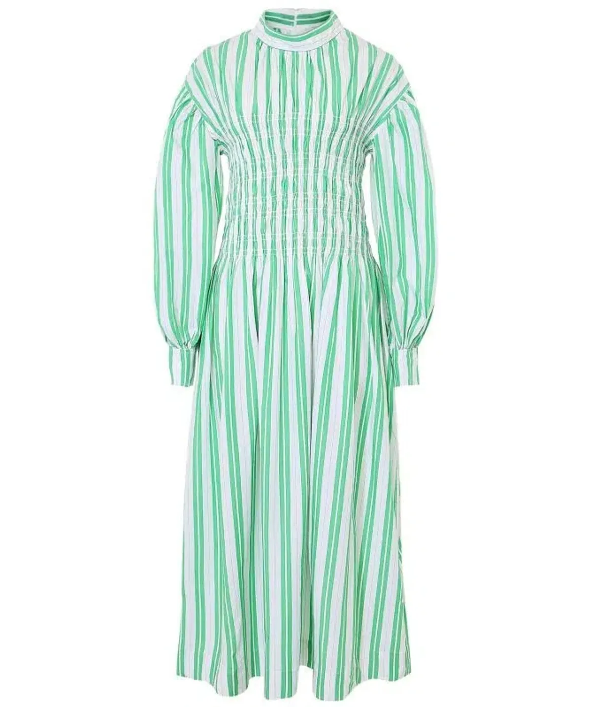 Ganni Stripe Midi Dress Green Size AU 8 - Image 3