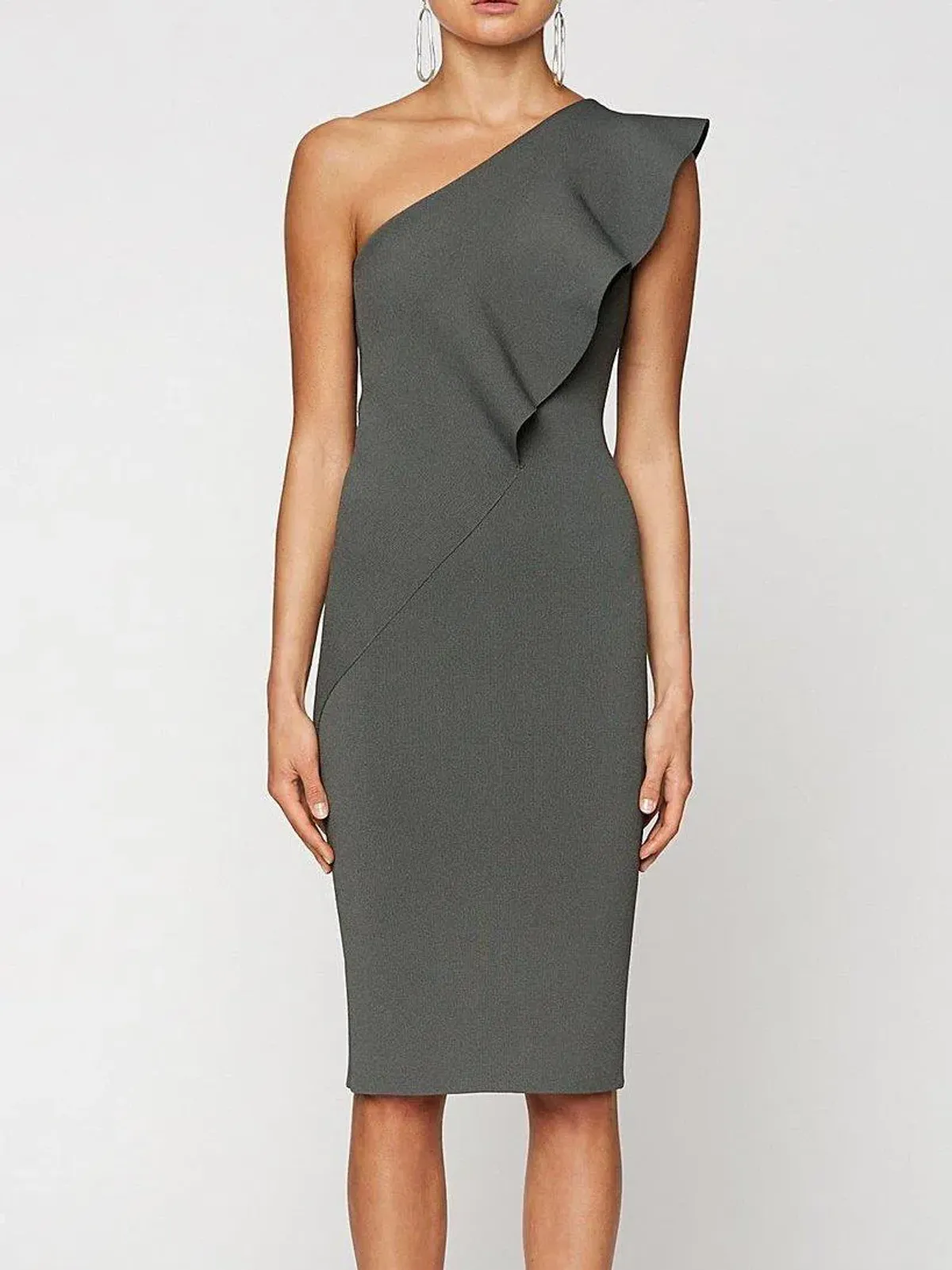 Scanlan And Theodore Ruffle Crepe Knit Dress Green Size AU 8 - Image 2