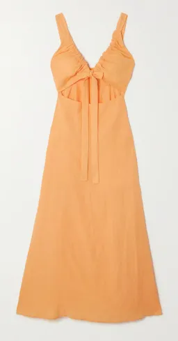 Bondi Born Tobgao Cutout Linen Maxi Dress Orange Size Small / AU 8 for rent on The Volte - image 3