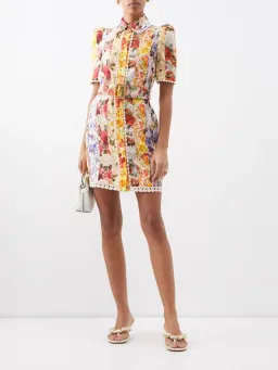 Zimmermann Wonderland Floral Shirt Dress in Spliced Stripe Floral Size 2/Au 12 for rent on The Volte - image 1