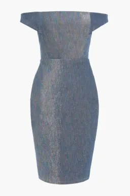 Michelle Mason Metallic Denim Dress Blue Size AU 4 for rent on The Volte - image 3