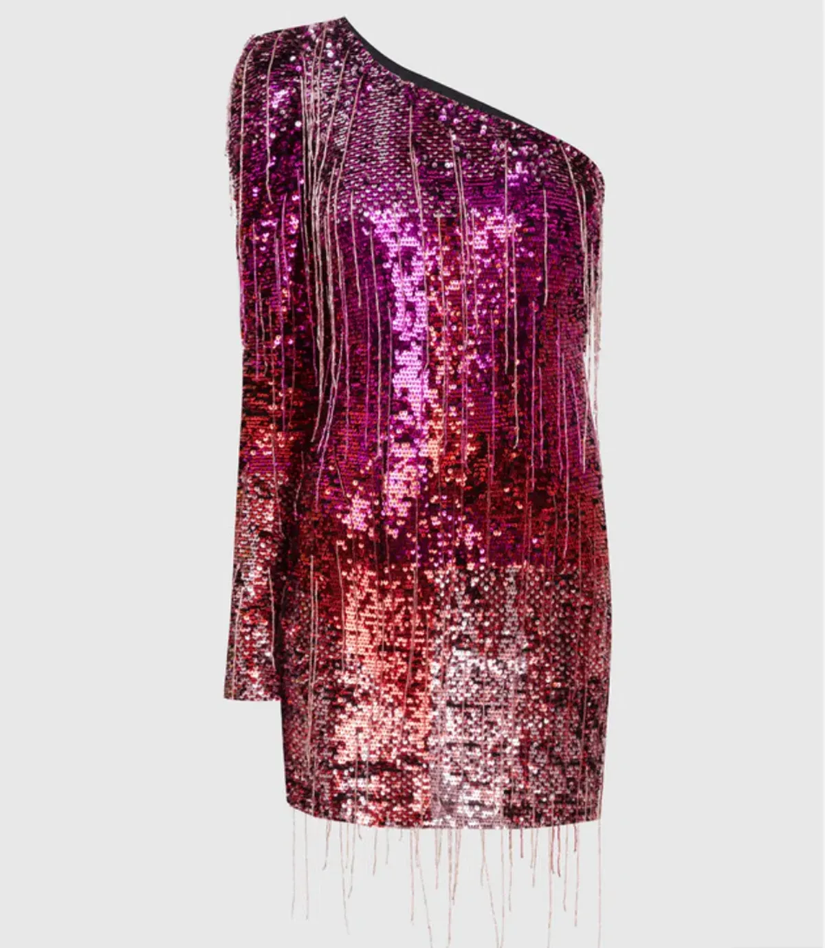 Amen Sequin One-shoulder Ombré Mini Dress Multi-colored Size AU 12 - Image 4